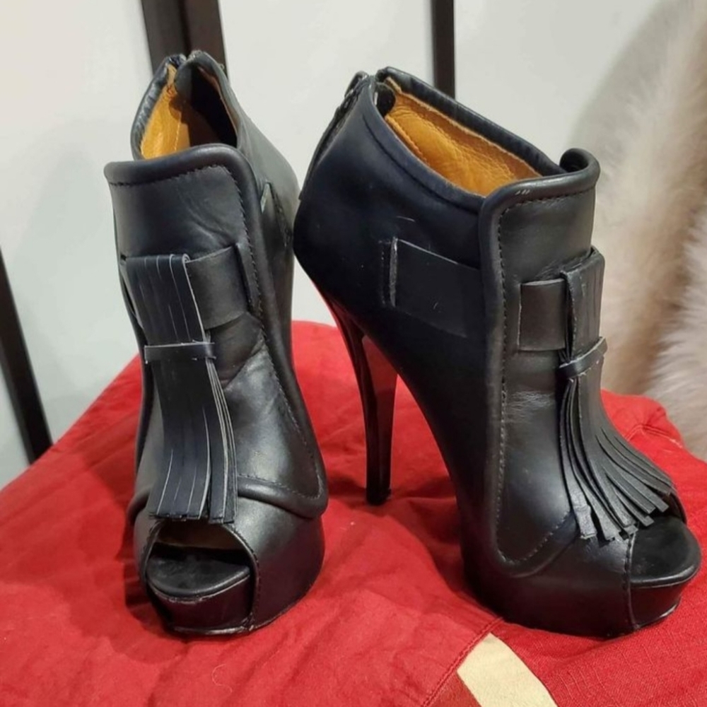 Black Leather High Heels